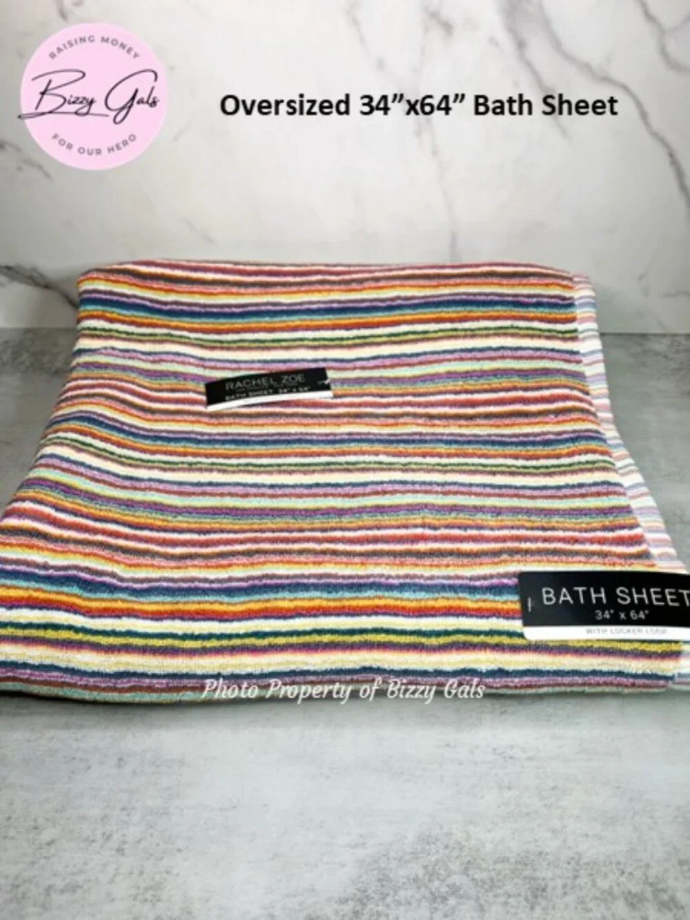 Rachel Zoe Oversized Bath Sheet Rainbow Stripes